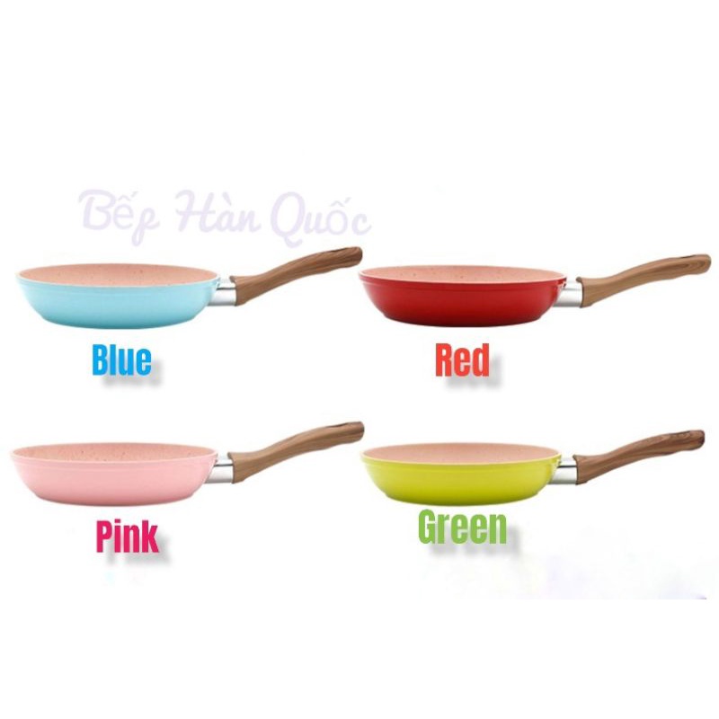 Chảo chống dính cao cấp 16cm, đáy từ 3 lớp vân đá hoa cương, cán gỗ cao su bền chắc, dùng mọi loại bếp