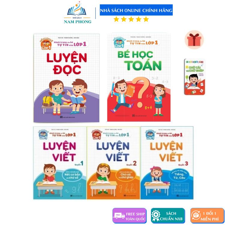 Sách - Combo Luyện Đọc, Bé Học Toán, Tập Viết - Hành Trang Cho Bé Chuẩn Bị Vào Lớp 1 (Tặng Kèm Bộ Thẻ Học)