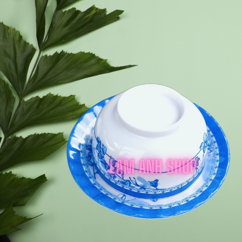 Chén dĩa bông xanh melamine