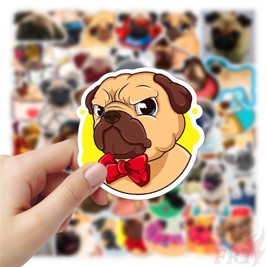 Bộ 100 Cái ☆ Hình Dán Chó Pug ☆ Sticker Dán Tường Chống Thấm Nước Họa Tiết Doodle Hợp Thời Trang