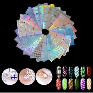 Set 12 tấm giấy dán lưới in tạo kiểu cho móng