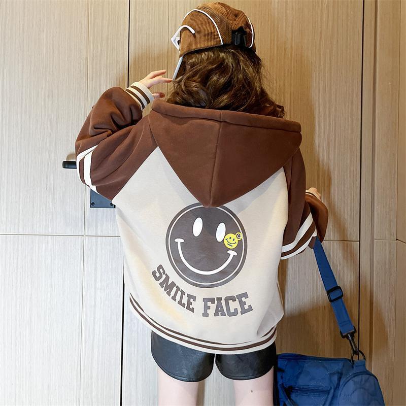 Áo Khoác cardigan Có Nón Dày Dặn Phong Cách Châu Âu Thời Trang Thu Đông Mới 2022 Cho Bé Gái 3-14 Tuổi