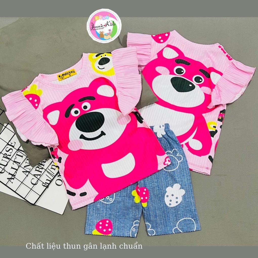 [Bé 10-40kg] Đồ bộ bé gái, bộ ngố bé gái vải thun gân lạnh quần giả Jean Jennie kids J523