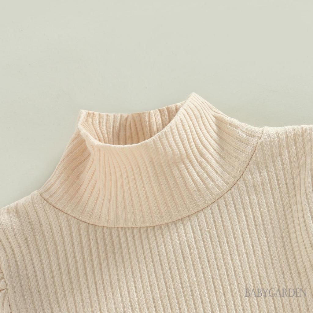 Bộ Áo Tay Dài Cổ Cao + Chân Váy Kẻ Sọc Kèm Thắt Lưng Thời Trang Mùa Xuân Cho Bé Gái 1-5 Tuổi