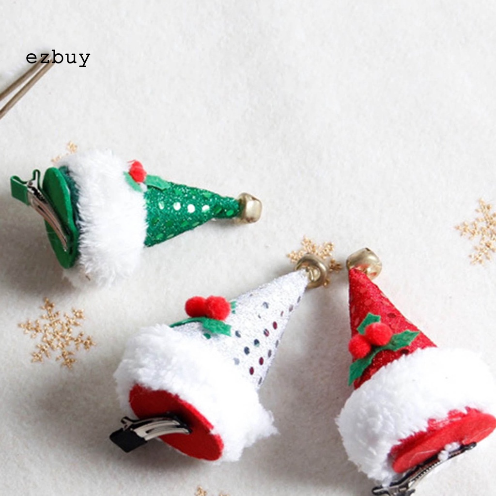 Ezbuy Kẹp Tóc Hình Nón Giáng Sinh Màu Đỏ / Xanh Lá / Trắng Thoải Mái Chống Rơi Thích Hợp Làm Quà Tặng