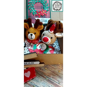 (Móc khoá len+Noel) Móc Khoá len Tuần lộc Noel hàng sẵn