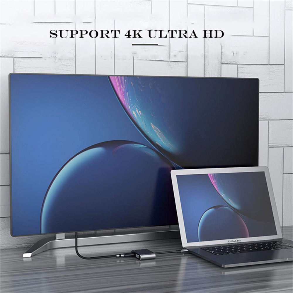 Dock Chuyển Đổi USB C 3.0 VGA PD 4K Type C Sang HDMI Cho MacBook Nintendo Samsung S20 Dex Huawei P30 Xiaomi 10 TV