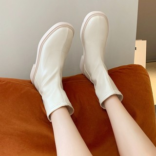 Giày bốt ulzzang dáng Martin cao cổ da mềm khóa mới