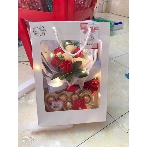 Set 02 Túi giấy mặt kính đựng hoa, bóng, quà tăng size 25x35cm