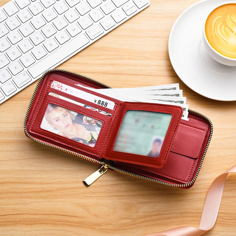 IELGY Ví Cỡ Lớn Phối Khóa Kéo Phong Cách Hàn Quốc Cho Nữ