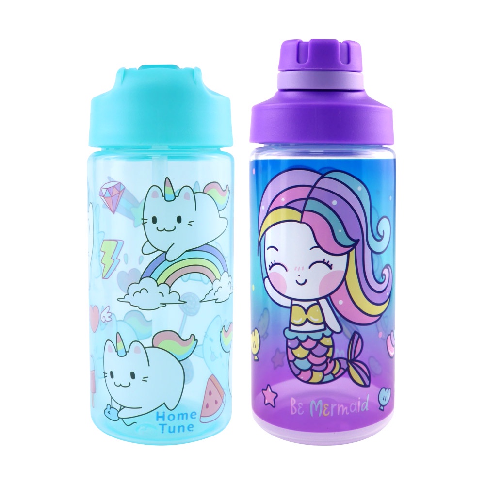 Mua một tặng một Set 2 Bình Nước mini 15oz / 444ml Bằng Nhựa Không bpa Có Ống Hút Cho Bé