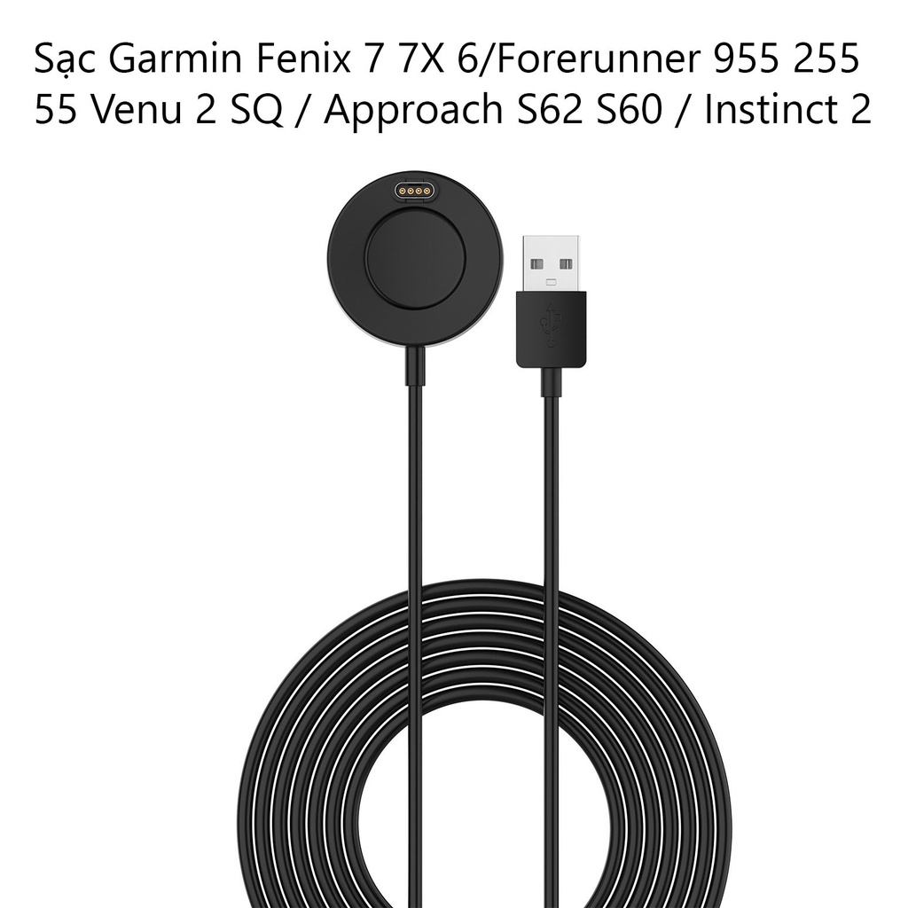 Dây Cáp Sạc Dạng Đĩa Đứng Cho Đồng Hồ Garmin Fenix 7 7S 7X 6 / Forerunner 955 255 55 / Venu 2 SQ / Approach S62 S60