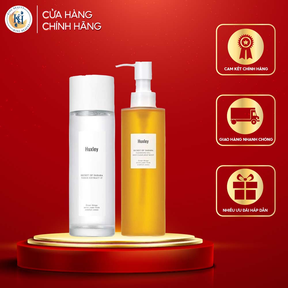 Combo Se Khít Lỗ Chân Lông, Làm Sạch Da Chiết Xuất Xương Rồng Huxley (dầu tẩy trang Cleansing Oil 200ml + Toner 120ml)