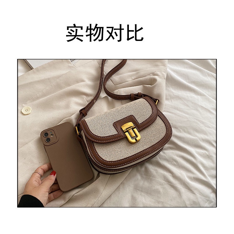 Túi xách đeo chéo JASMIN NOIR bằng da pu và vải bạt có khóa hình yên ngựa cổ điển cho nữ