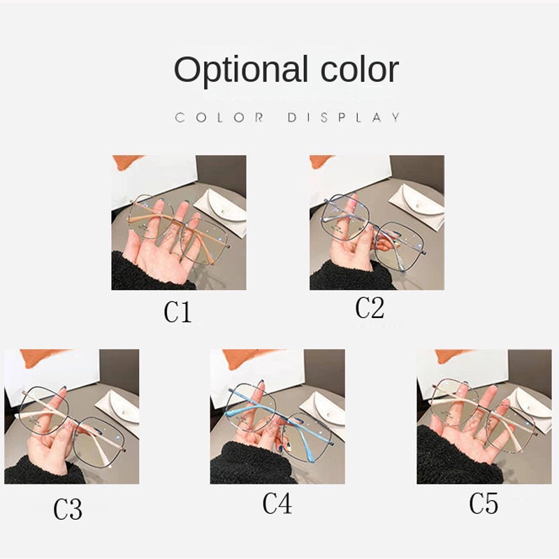 Kính Mát Gọng Vuông Kim Loại Chống Ánh Sáng Xanh Thời Trang Unisex