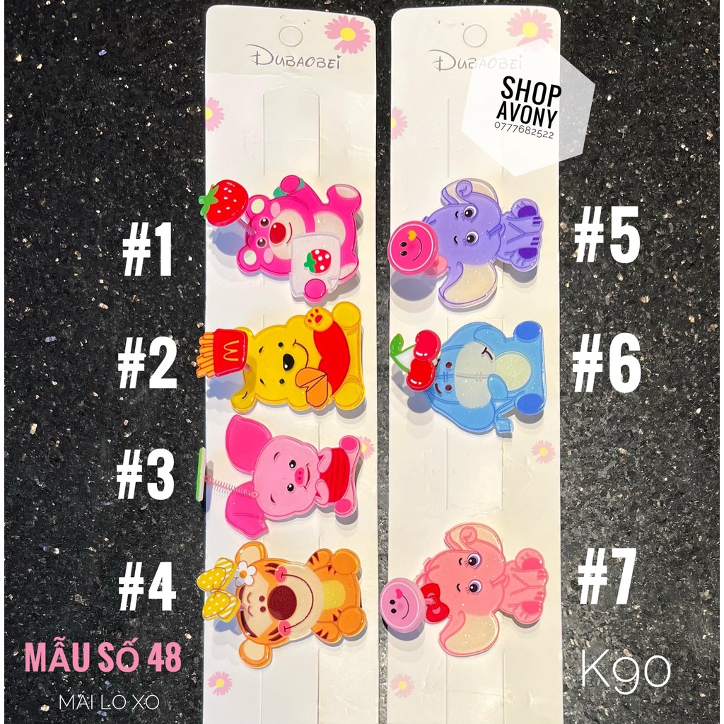 Kẹp tóc mái cho bé có lò xo đính icon phiên bản 5