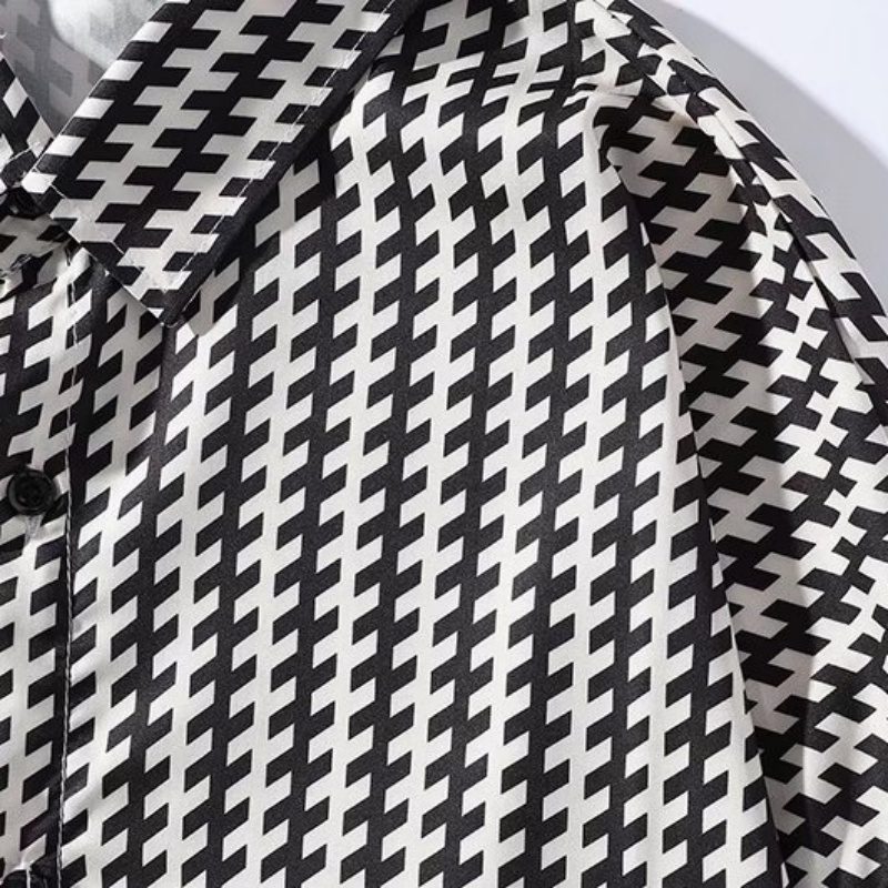 Áo Sơ Mi Tay Dài Họa Tiết Kẻ Sọc Phong Cách Hiphop Đường Phố Hàn Quốc Cho Nam size M-3XL