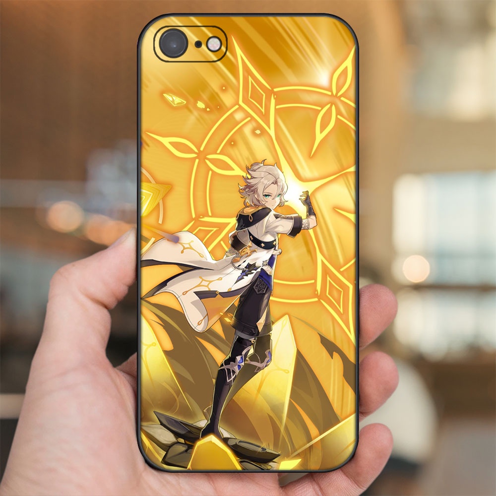 Ốp lưng iPhone 7, 8 dẻo đen cạnh vuông in hình Albedo Genshin Impact