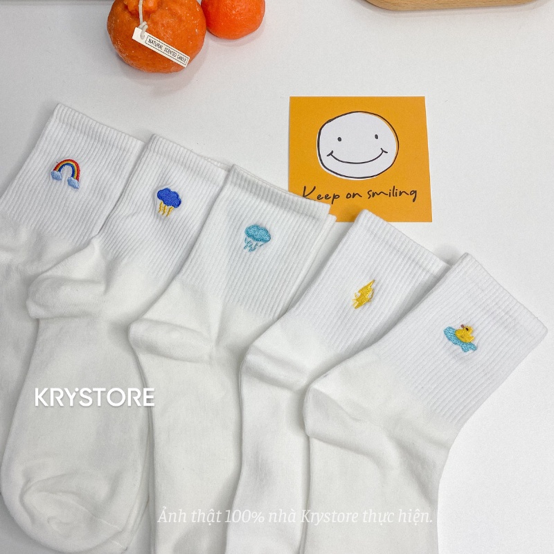 Set vớ cao cổ nam nữ Cầu vồng krystore chất dày ST21