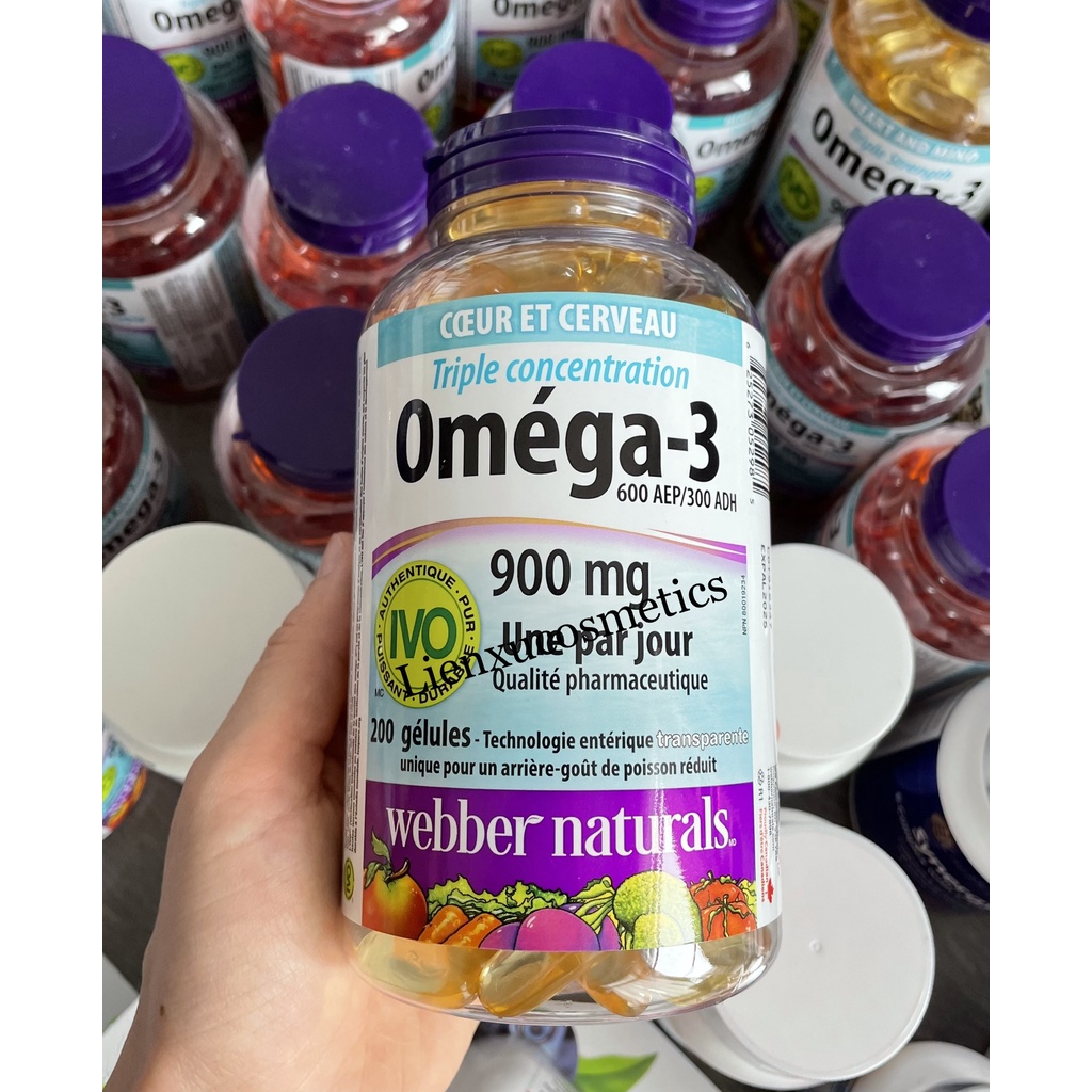 Dầu cá Omega 3 900mg 200 viên Webber Naturals; HSD 2025