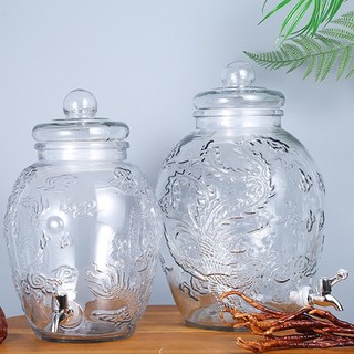 Bình thủy tinh ngâm rượu 15 lít long phụng có van/không van, bình long phụng/bình ngâm rượu 15l có vòi/không vòi cực đẹp