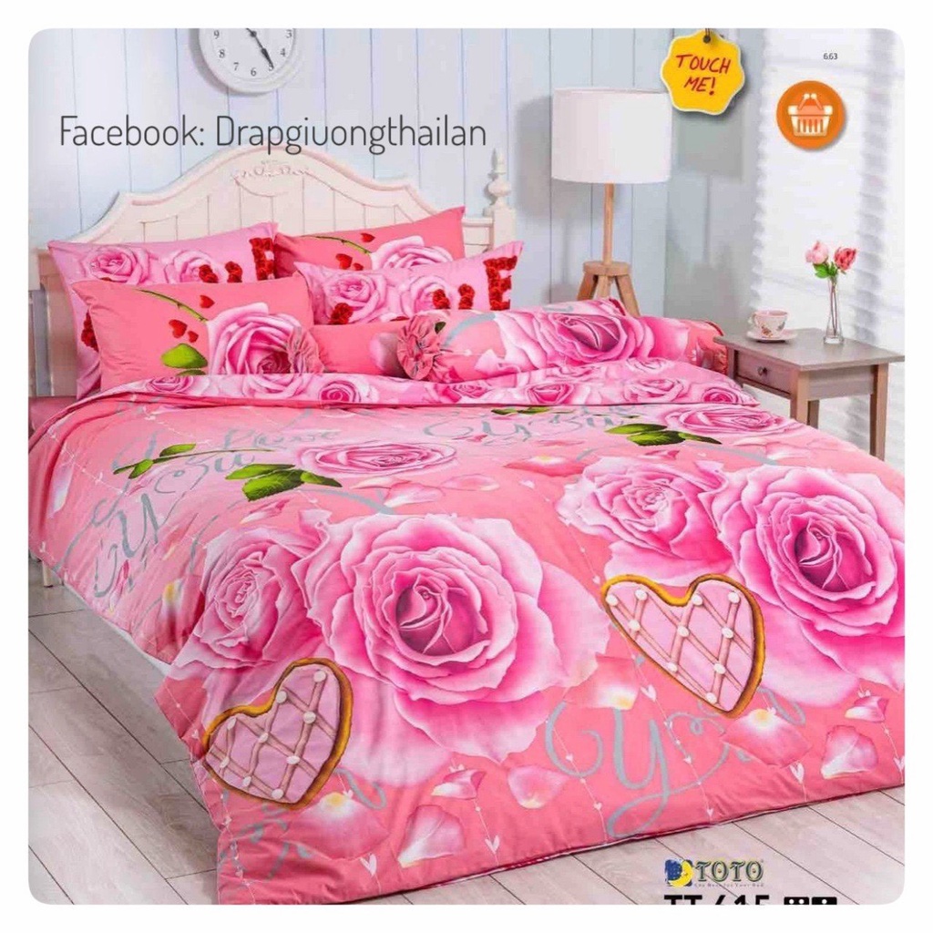 Drap cotton cao cấp hiệu TOTO BED  - Hàng nhập chính hãng Thái Lan - Họa tiết hoa