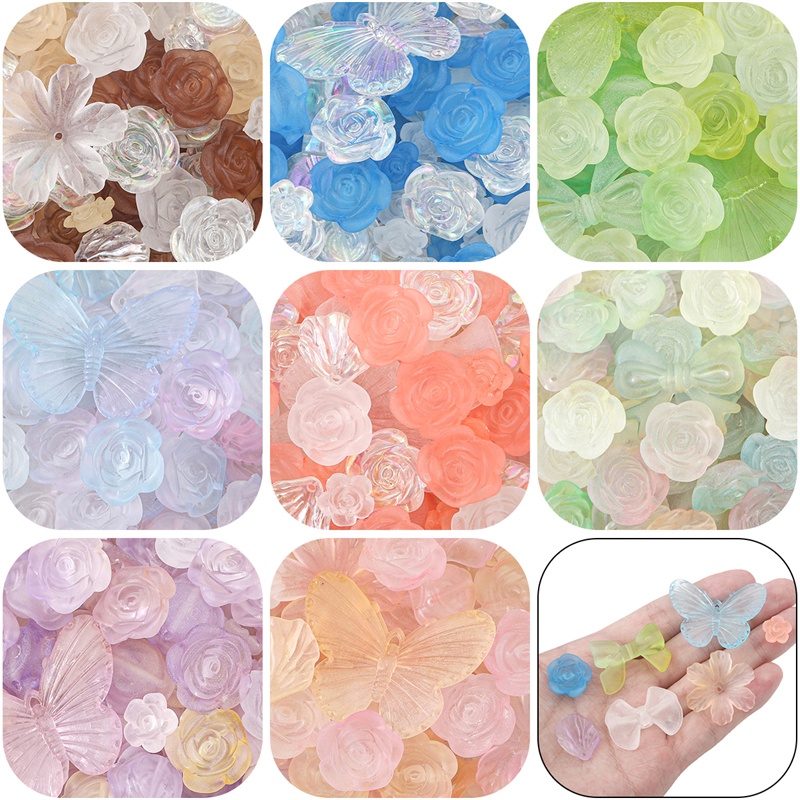 Túi Hạt Xâu Chuỗi Bằng Acrylic Trong Suốt Hình Bướm Màu Gradient Kích Thước 12-41mm Dùng Làm Đồ Thủ Công DIY