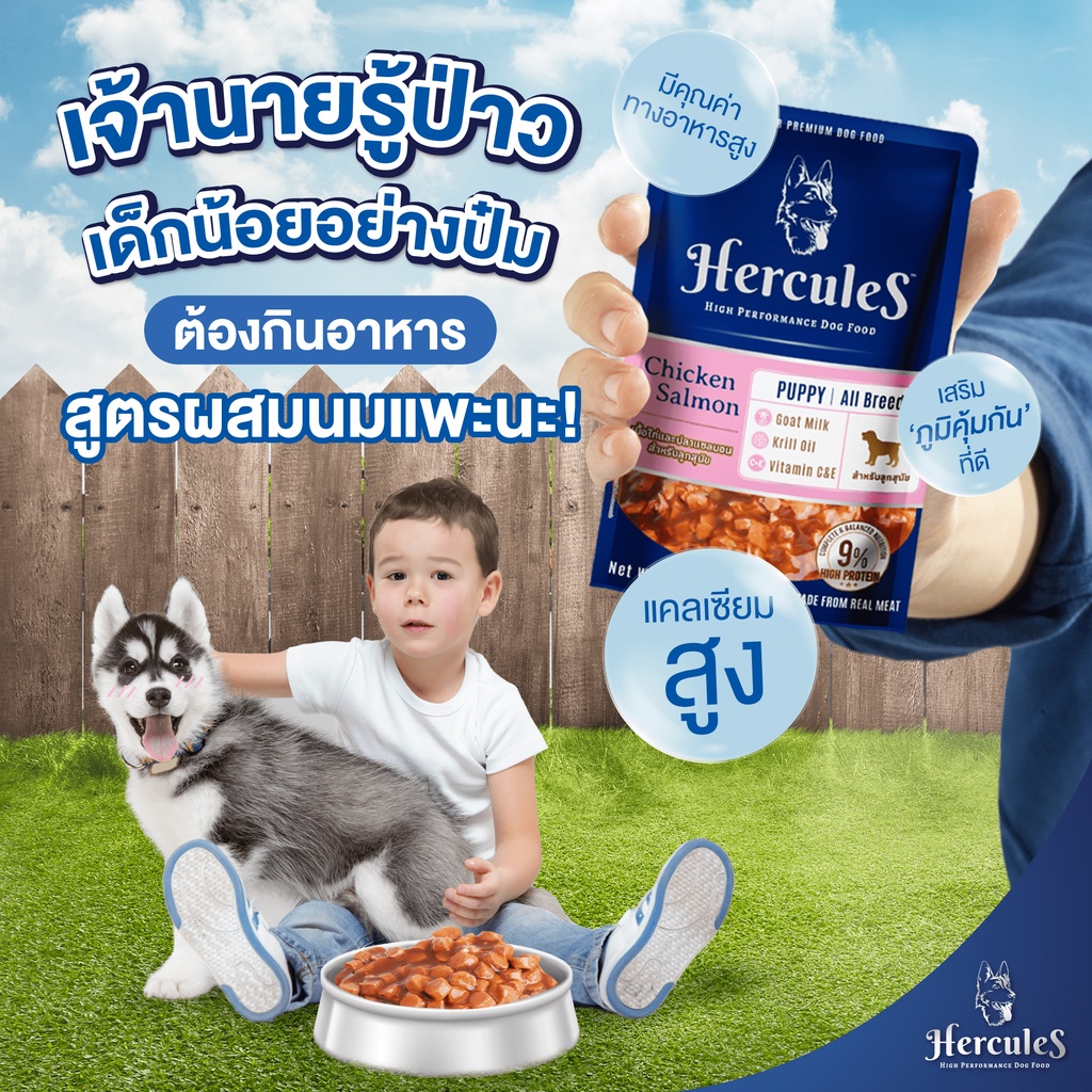 Pate chó Hercules 130g  Pate chó chứa Krill oil bổ não Thái Lan