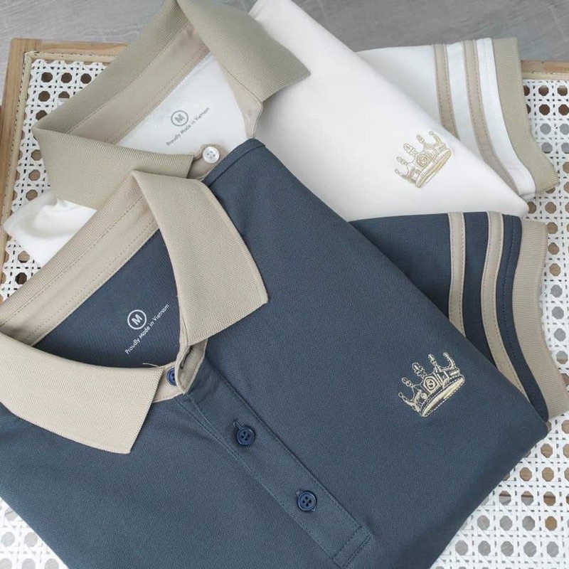 Áo phông polo nam, áo thun nam thêu Vương Miện có cổ chất vải Cotton Cá Sấu dày dặn lên dáng cực chuẩn | BigBuy360 - bigbuy360.vn