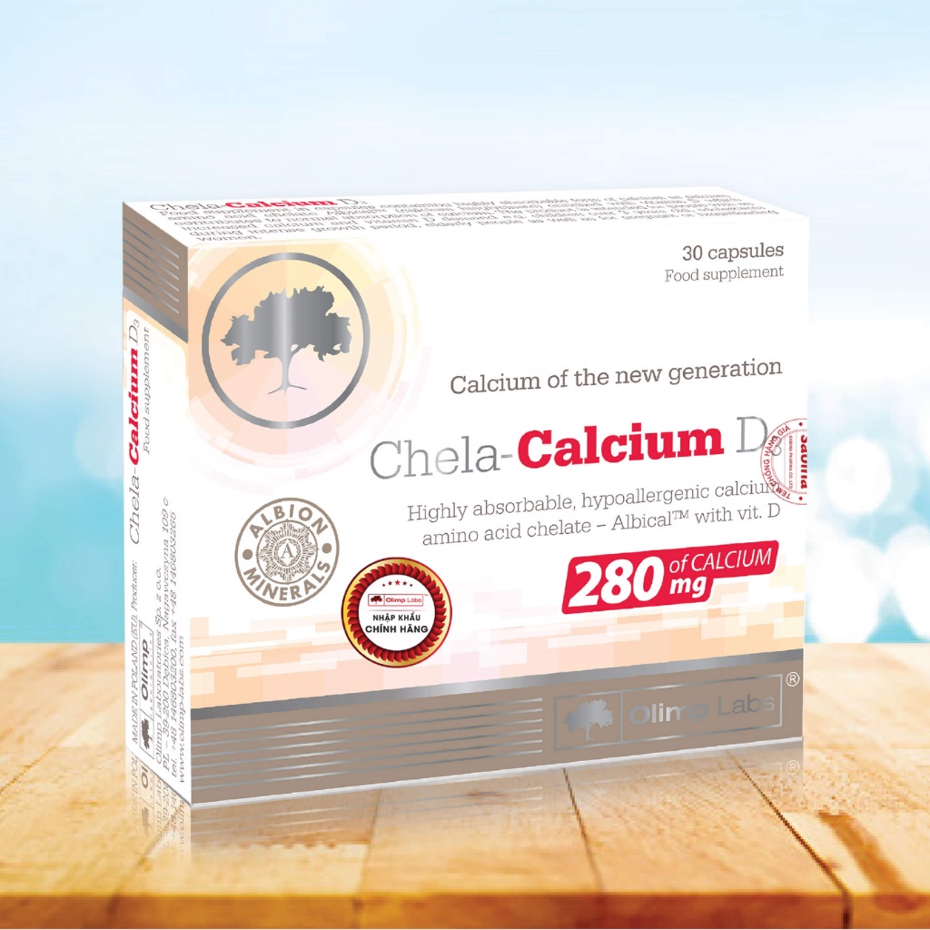 Canxi Hữu Cơ Cho Bà Bầu Chela Calcium D3 - Dễ Hấp Thu & Không Gây Lắng Cặn (Hộp 30 Viên)