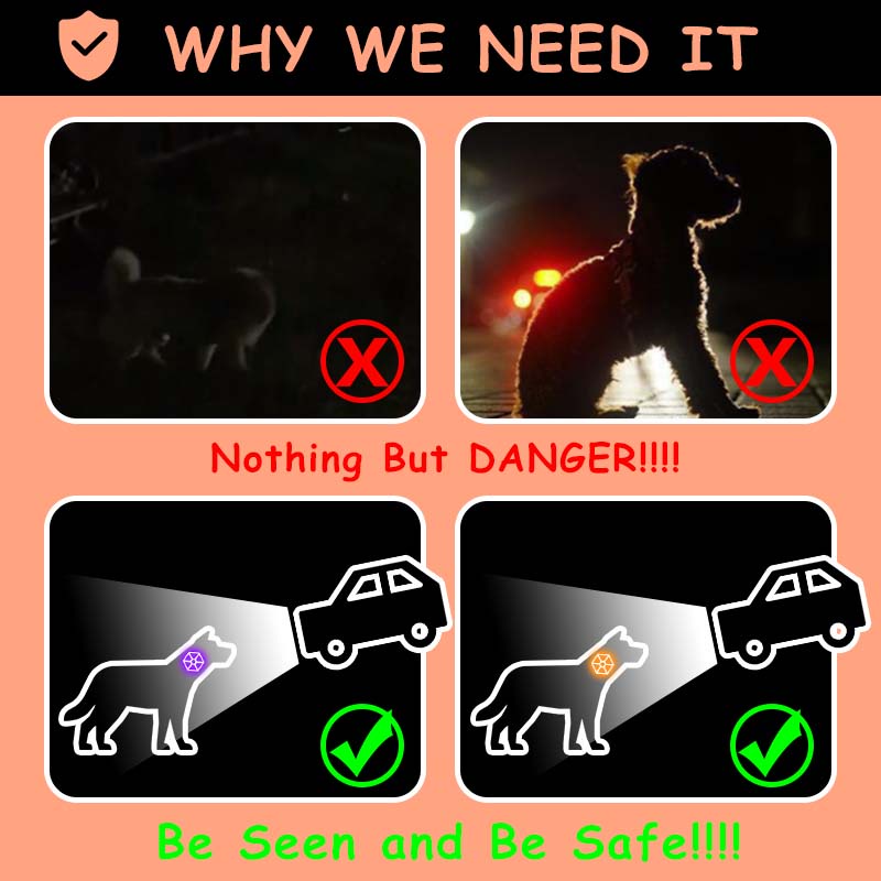 HamshMoc Dây Dắt Thú Cưng Đi Dạo Chống Thấm Nước Có Đèn LED Sạc USB Tiện Dụng