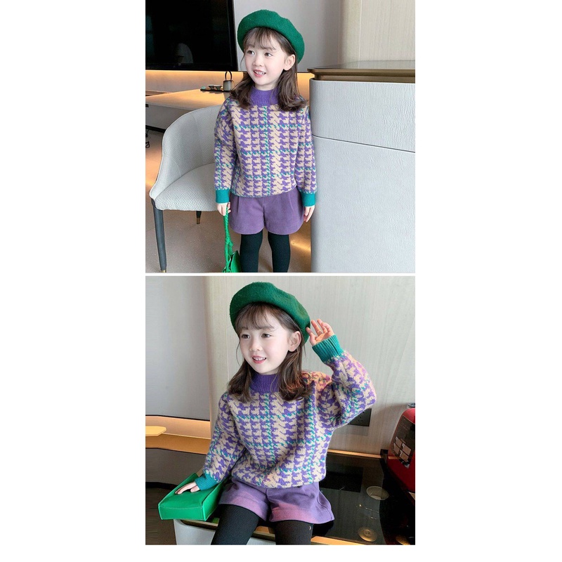 Áo sweater IQ Angel dệt kim dày dặn phong cách thời trang Hàn Quốc mới cho bé gái