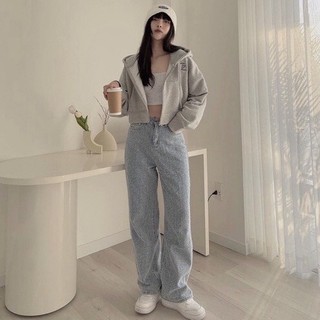 Áo khoác nỉ hoodie croptop yousy nữ - Áo khoát dáng lửng có mũ chất dày dặn kiểu dáng đường phố ulzzang hàn quốc