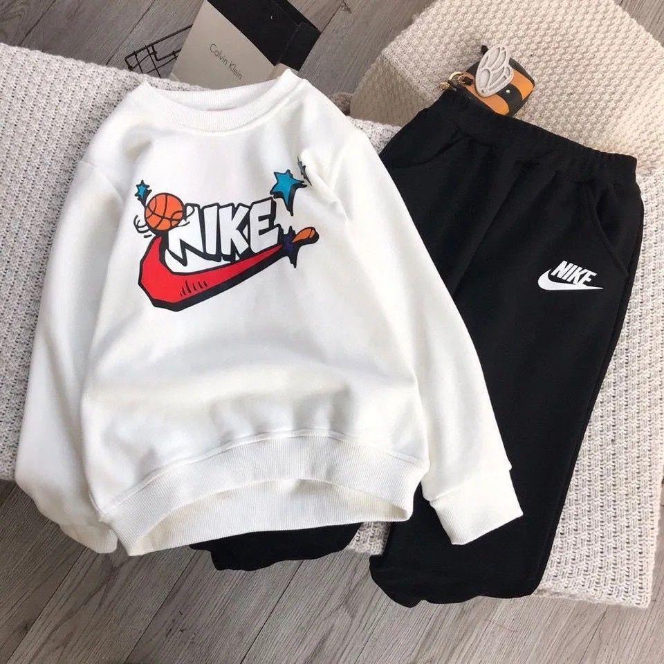 Set Đồ Thể Thao Nike Tay Dài Lót Lông Cừu Thời Trang Thu Đông Cao Cấp Cho Bé