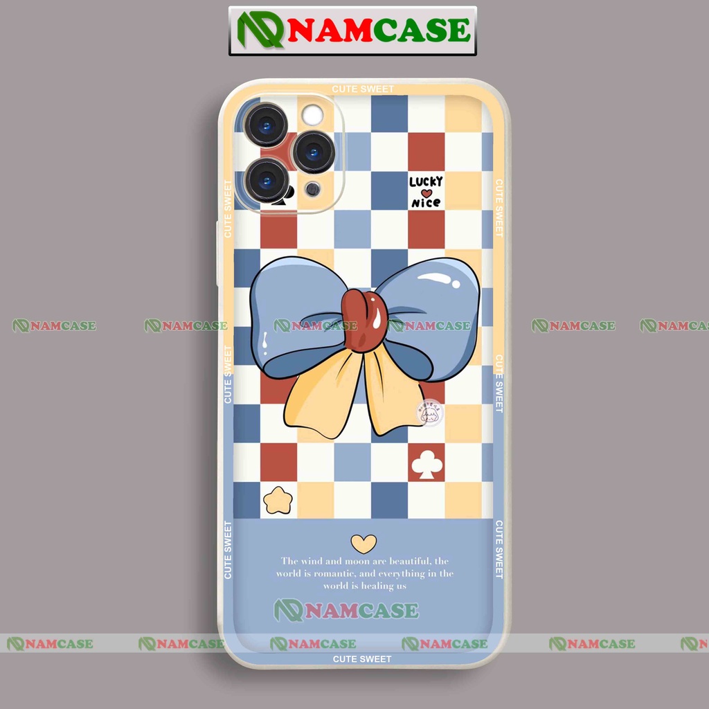 Ốp lưng điện thoại iPhone cặp đôi hình nơ cute dễ thương đẹp cạnh vuông cho ip 6/6s/7/8/X/XS/XR/11/12/13/14 Pro Plus Max
