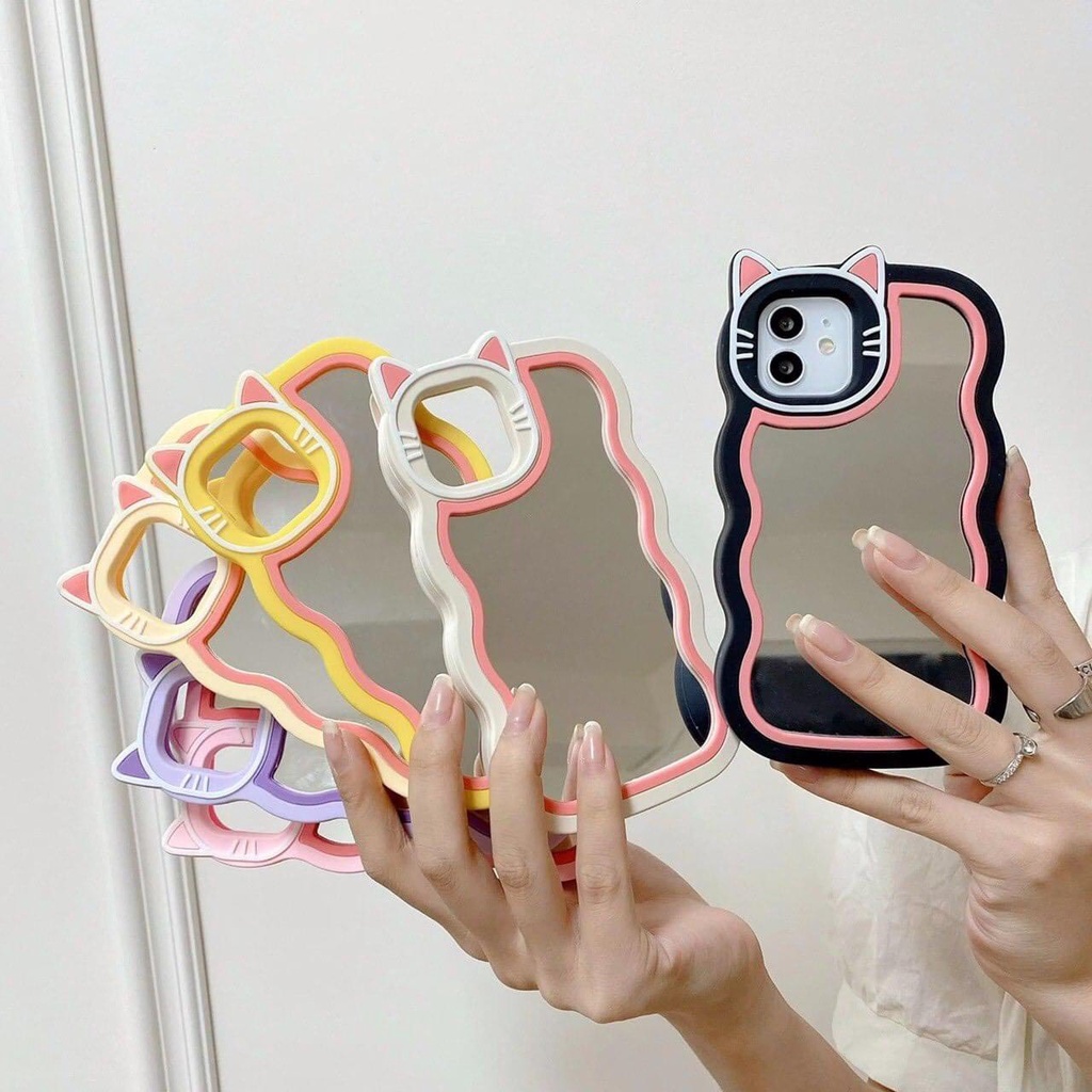 ỐP TAI MÈO LƯỢN SÓNG LƯNG GƯƠNG CUTE