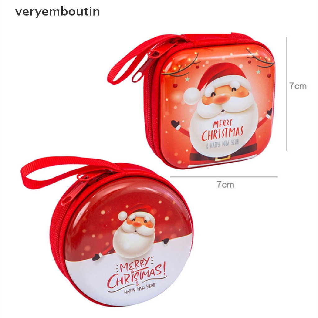Túi Đựng Tiền Xu Mini Có Khóa Kéo in Họa Tiết Giáng Sinh Dễ Thương