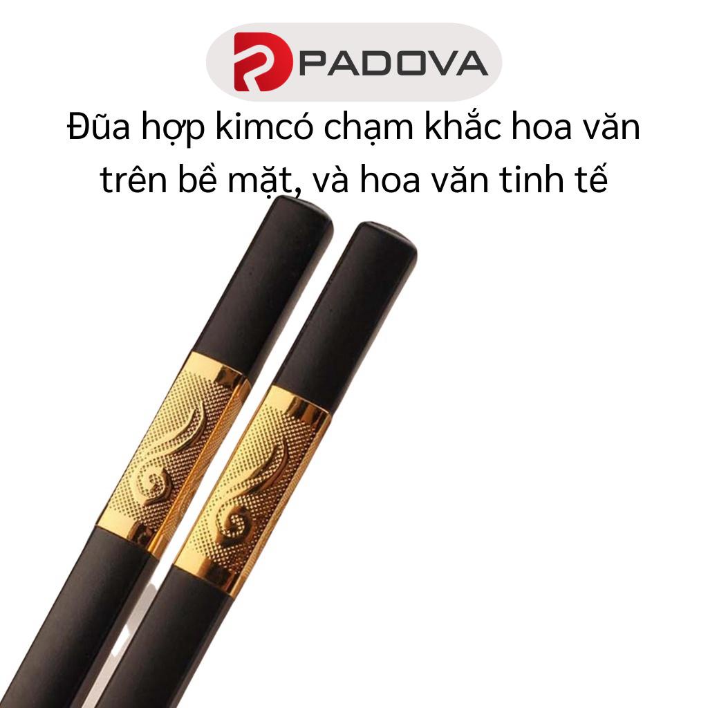 Hộp 10 Đôi Đũa Hợp Kim Mạ Vàng Cao Cấp Phong Cách Nhật Chống Trượt PADOVA 5343