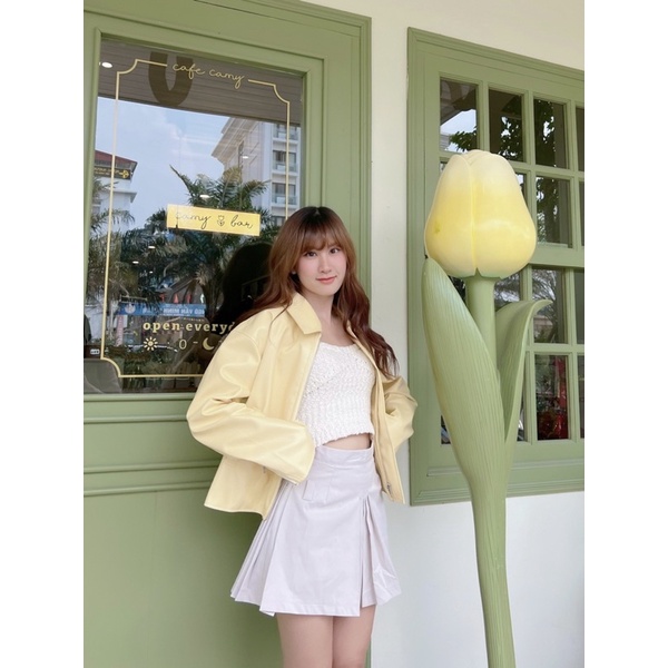 LOOK.STUDIO - ÁO KHOÁC DA VÀNG PASTEL NHẠT