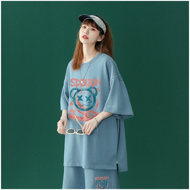 (FreeShip) Sét bộ đùi from rộng,bộ cotton tay lỡ in hình cưng xĩu,chất cotton dày mịn co giãn 4 chiều thoáng mát