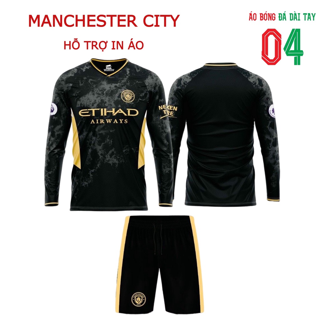 Bộ quần áo bóng đá Dài tay Thun thái CLB Man.city Nhiều Màu