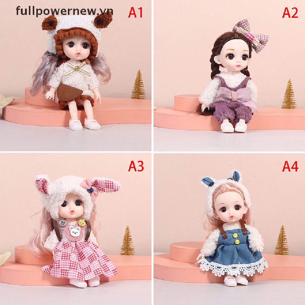 Fullpowernew Búp Bê Đồ Chơi Mini 16cm Có Khớp Cử Động Được Kèm Quần Áo Cho Bé Gái vn