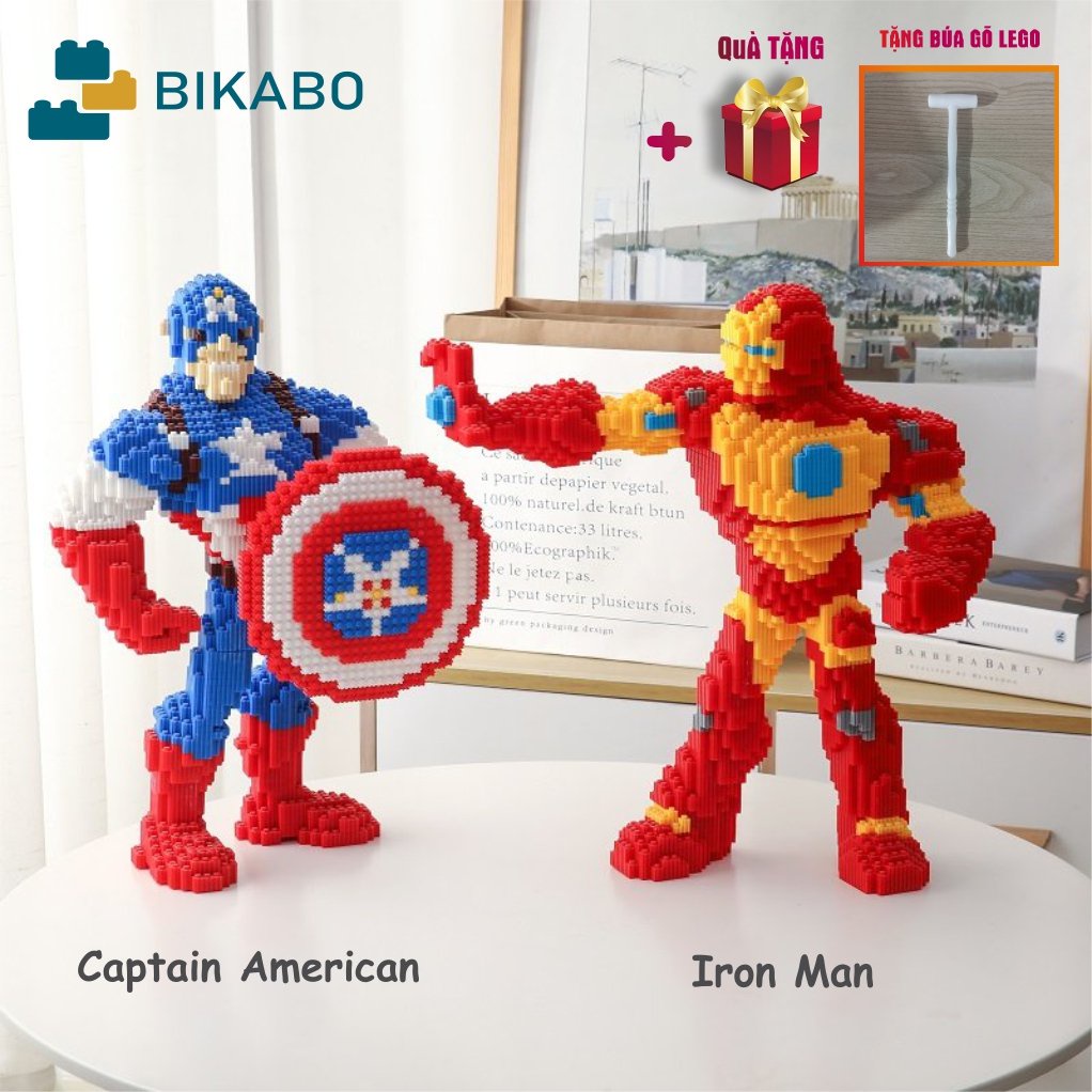 Mô hình lắp ráp marvel siêu nhân tặng kèm búa gõ, đồ chơi mô hình siêu anh hùng avenger 3800 chi tiết cao 46cm, BIKABO