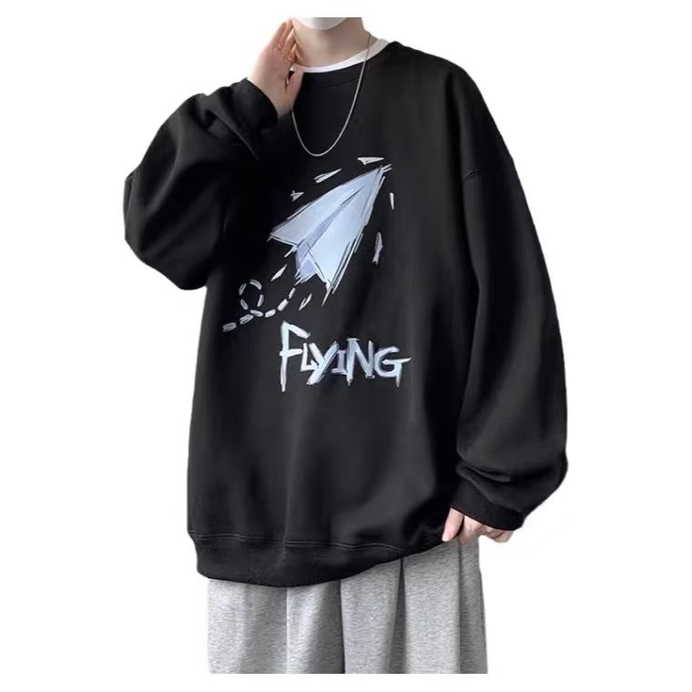 Áo Nỉ Dài Tay Form Rộng In Chữ Phong Cách Hip Hop Đường Phố Hàn Quốc