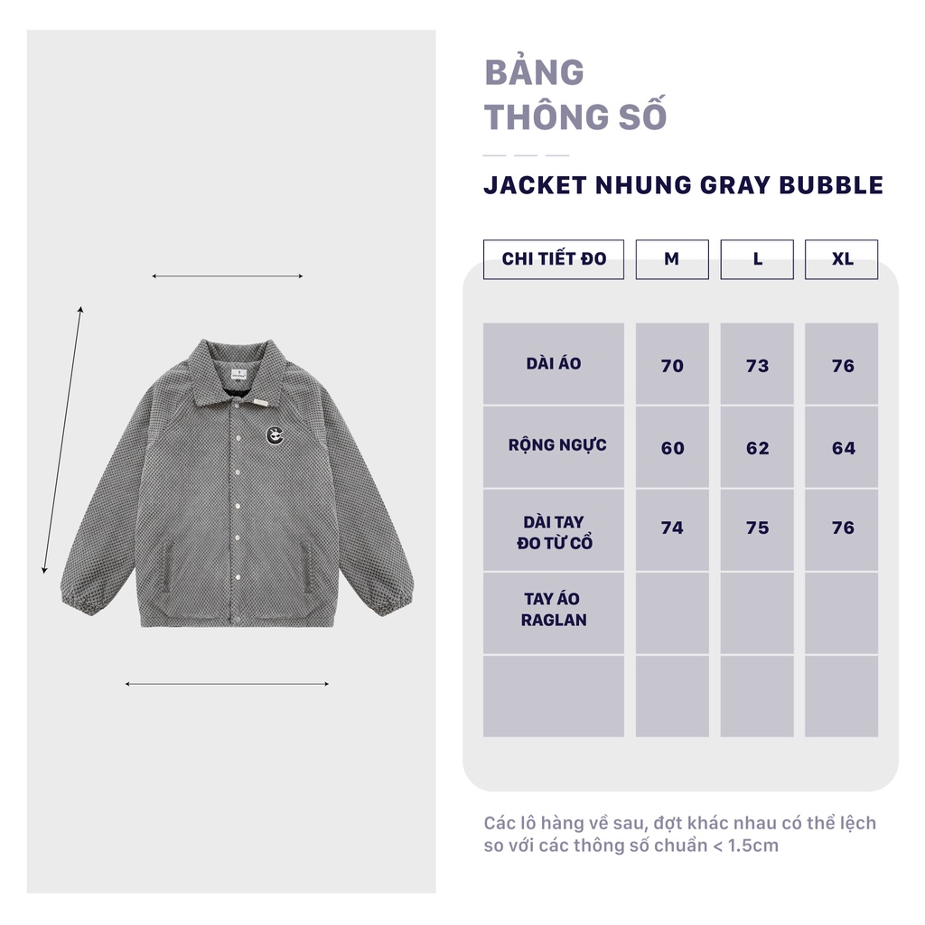 Áo khoác jacket local brand Gray Bubble City Cycle chất nhung unisex form rộng nam nữ oversize
