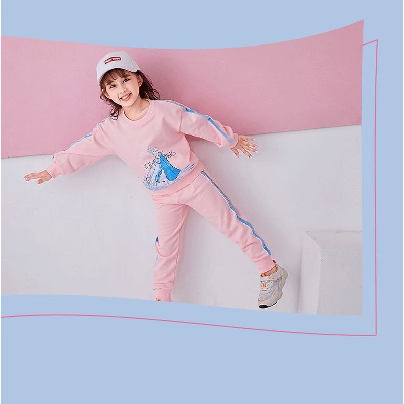 Bộ Nỉ Thu Đông Dài Tay Bé Gái Hình Elsa Siêu Đẹp Hàng QCCC