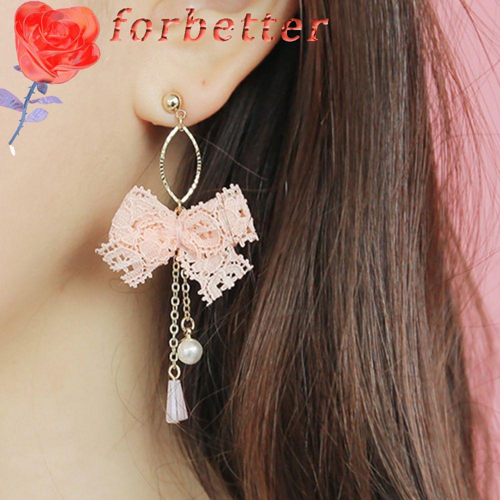 Hoa tai dáng dài phối nơ phong cách Hàn Quốc nữ tính