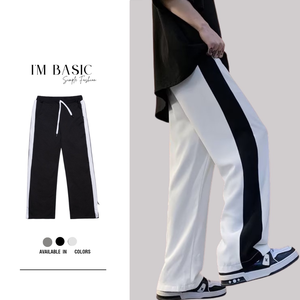 Quần Ống Rộng Poly Sọc Đen Trắng Ống Đứng Nam Nữ Basic Ouftit Thể Thao Ulzzang Thoải Mái Thoáng Mát (QPL01)