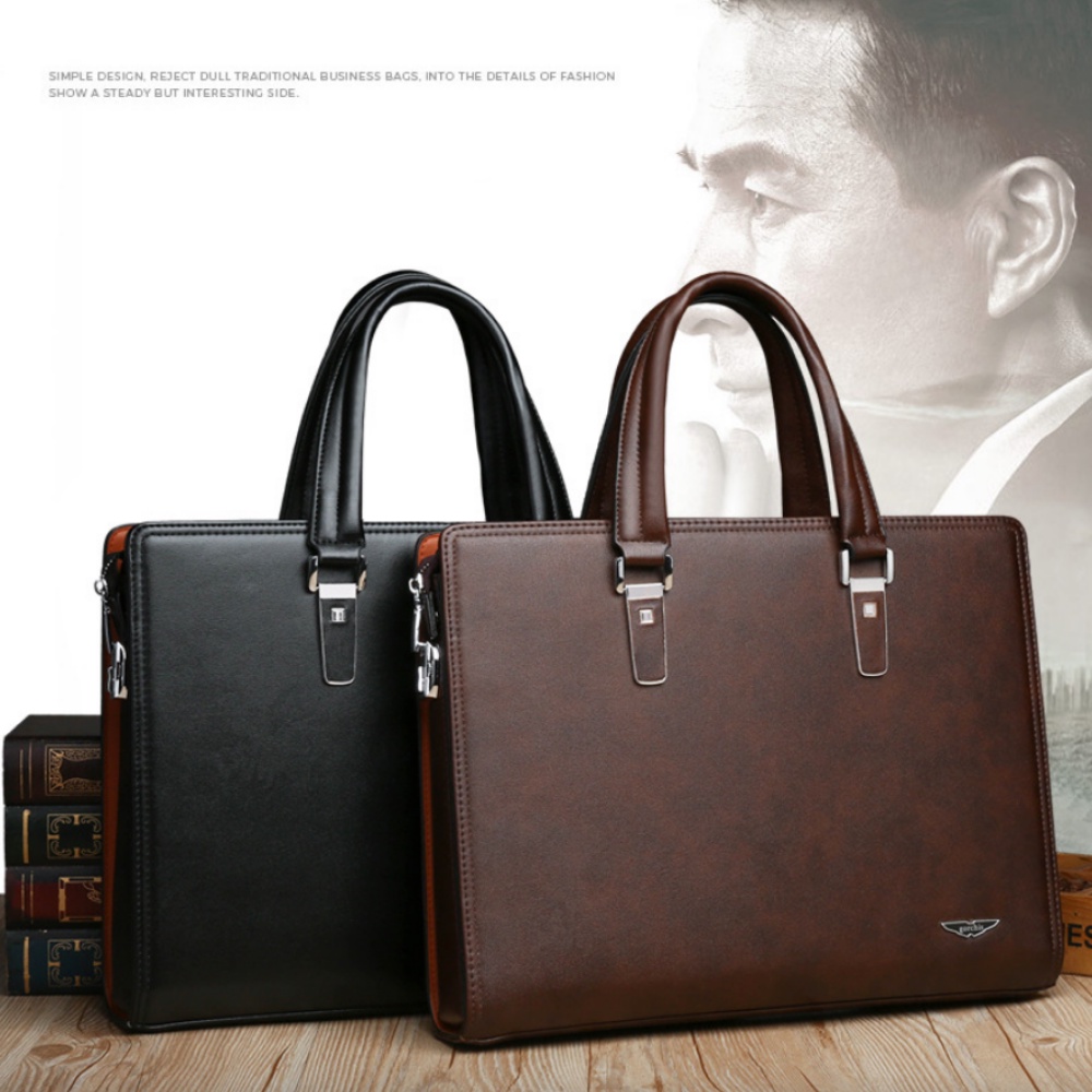 Cặp da công sở Cặp văn phòng Cao Cấp GROCHIS Chất liệu Da PU cực bền Túi xách da công sở túi đựng laptop 14 inh- 𝑰𝑩𝑨𝑮