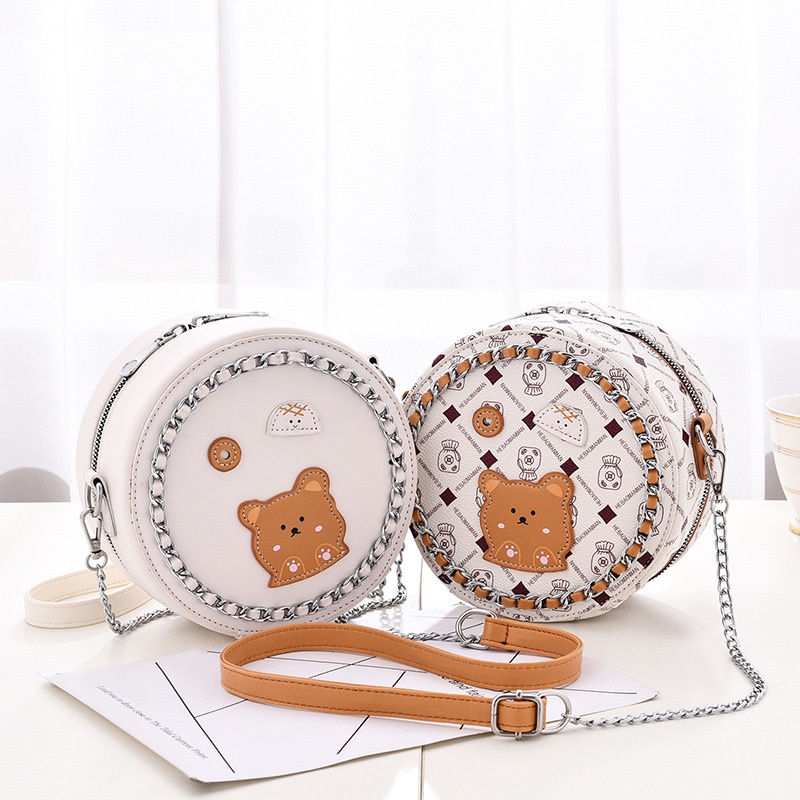 Túi đeo chéo IELGY hình tròn nhỏ xinh phong cách Hàn Quốc thời trang cho nữ